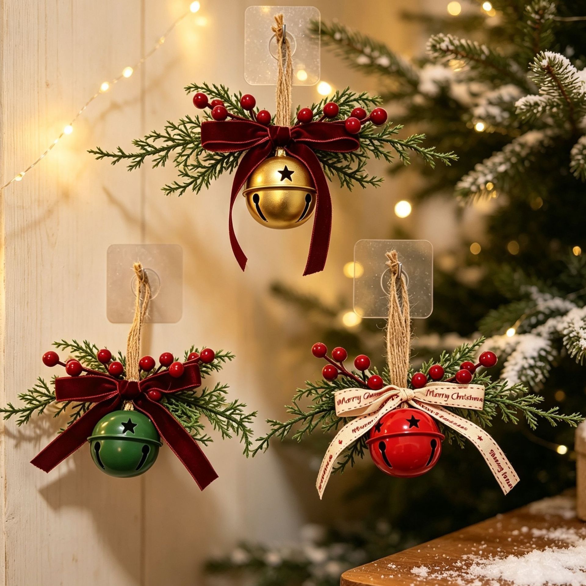 Christmas decorations, pine branch bell pendants, Christmas car hangings, berry wreaths, small garlands, cross-border holiday decorations