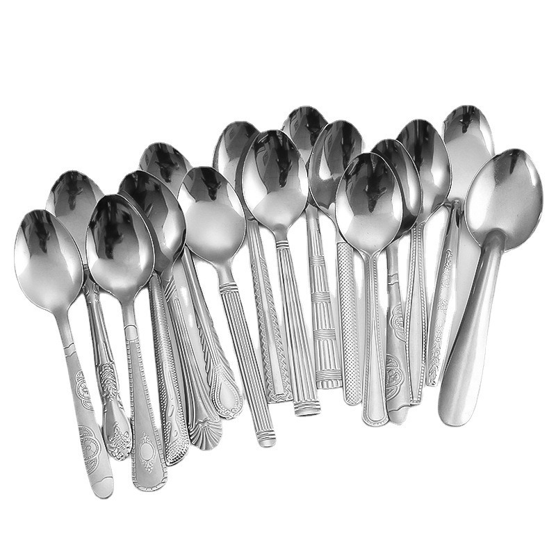 Fábrica directa cucharas de acero inoxidable espesar cucharas de arroz caseras cucharas de café cucharas de postre cucharas de miel cucharas de cocina