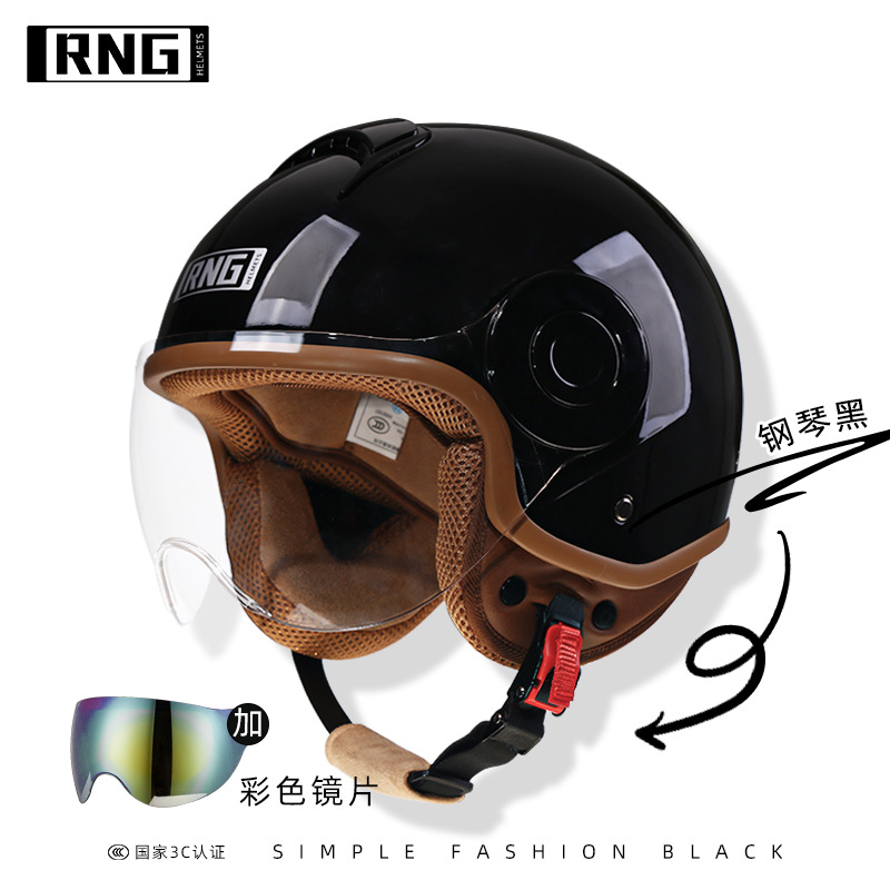 RNG nuevo estándar nacional 3C certificado motocicleta casco retro motocicleta casco 3/4 casco de los hombres y mujeres casco de coche eléctrico