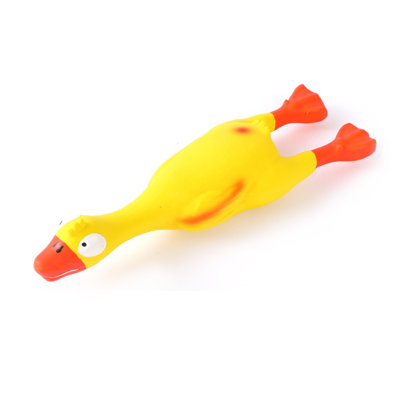 Pato gritando en stock al por mayor de látex para mascotas juguetes de algodón elástico de alta sensación de relleno de sonido de látex juguetes para mascotas