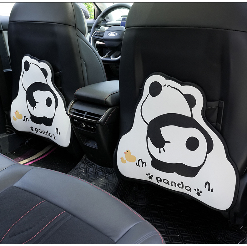 Blue Rain Car Seat Back Anti-Kick Pad Leather Cartoon Panda Cartoon Resistant to Dirt and Wear-Resistant Car Rear Seat Anti-Kick Pad