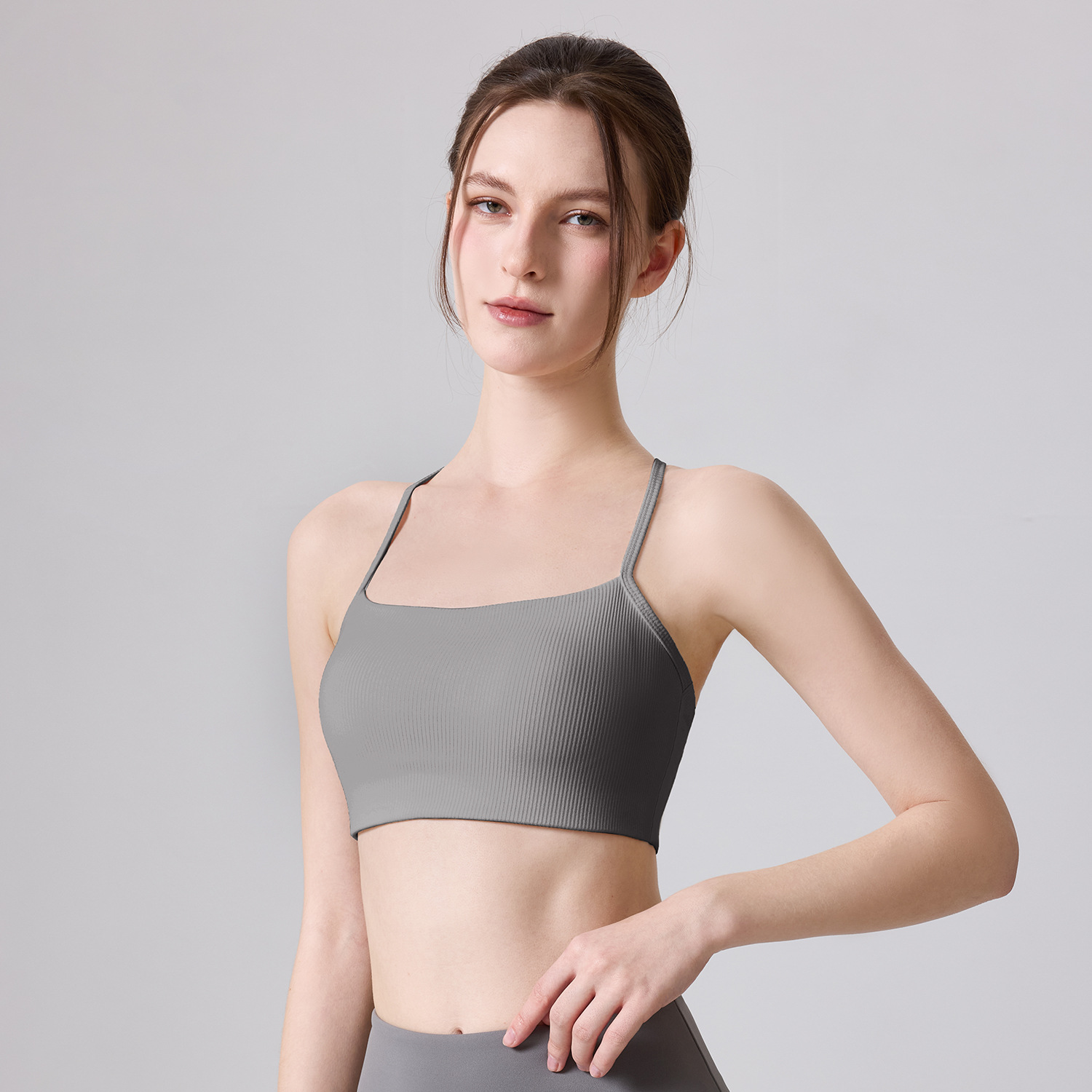 Verano sensación de desnudez fija taza delgada cintura de hombro cojín de pecho ropa interior deportiva cruzada belleza de espalda chaleco de yoga antichoque correas