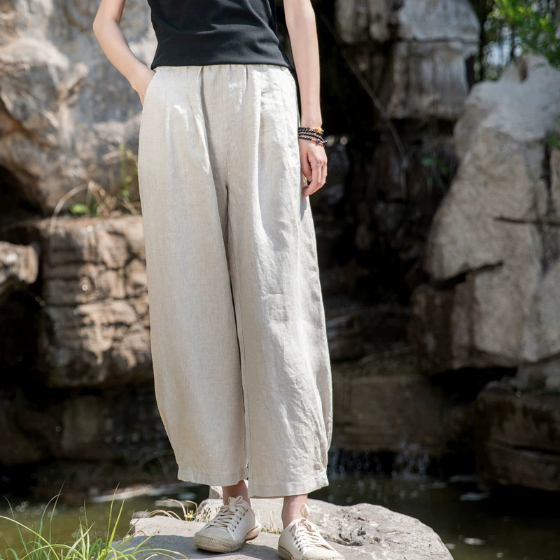 Casual Spring Trousers, cotton-linen blend, loose fit, mid-rise, multi-color sizes S–L