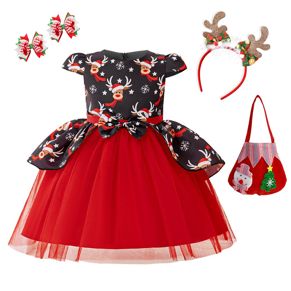 Christmas children's dress, cartoon small princess costume, suit, flowered 2