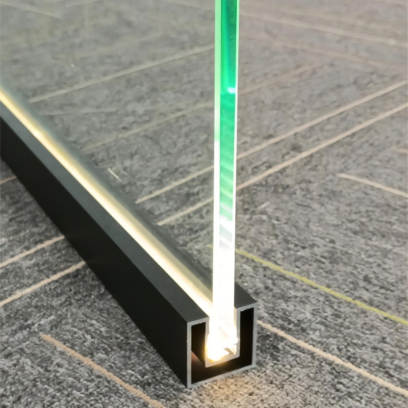 Luminous Glass Partition Wall Lamp Slot Living Room Entrance Bathroom with Light Partition Office Half Wall Screen Decoration