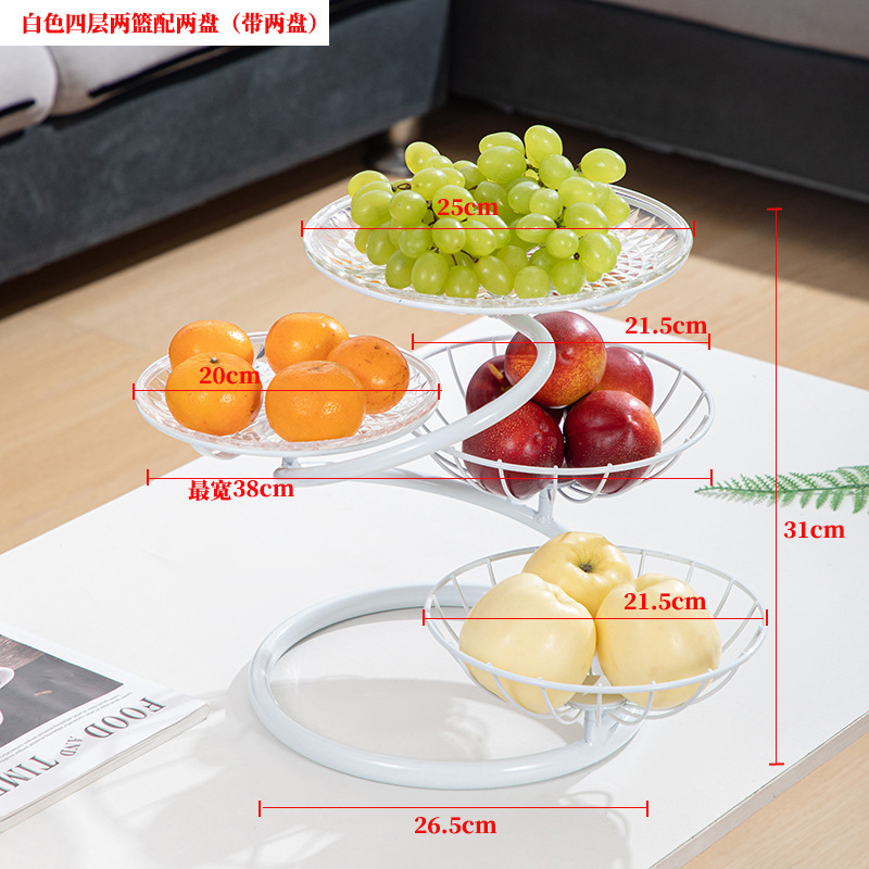 Plato de frutas de hierro forjado gancho de plátano sala de estar casera canasta de frutas de lujo ligera mesa de comedor dulces bocadillos plato