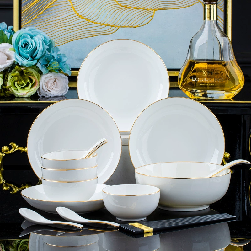 Сервиз для дома Jingdezhen, новая керамическая посуда, рисовые чаши и палочки, набор посуды Nordic стиль, легкая роскошь, bone china, сервировка стола