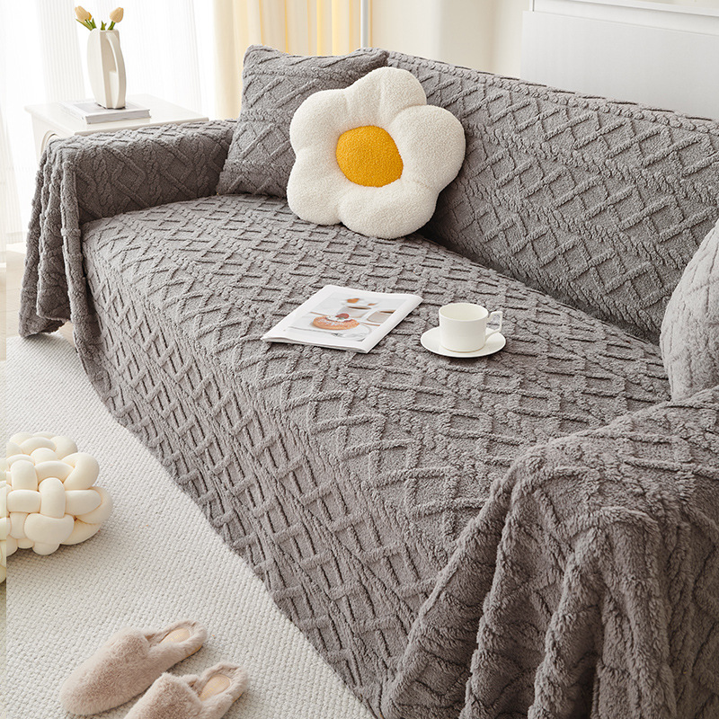 Creamy viento un sofá cubierta de tela de peluche nuevo sofá cubierta todo incluido engrosado sofá toalla antideslizante invierno