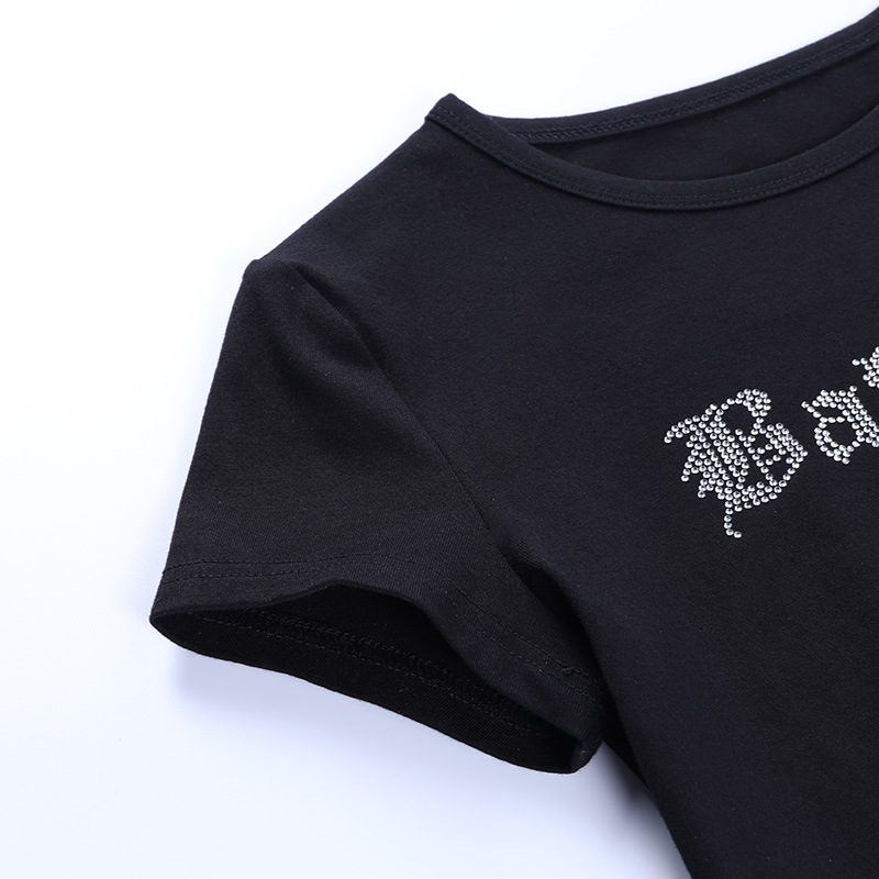 Diamond letters tight-fitting fashion casual T-shirt NSXE38525