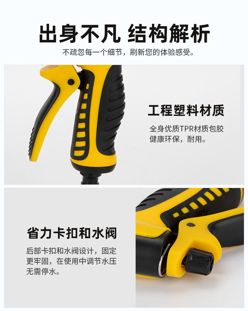 Garden Water Gun Nozzle Connects to Faucet for Home Use, Balcony Watering Hose, Soft Hose for Washing, Multifunctional Car Wash Water Gun