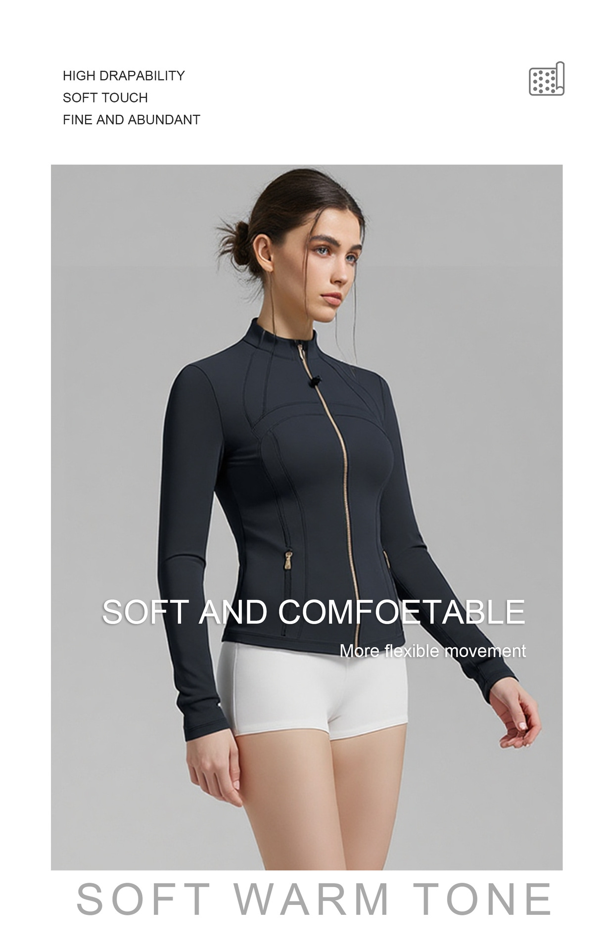 Women's Clothing Stand Up Collar Zip Up Cardigan Quick Drying Nylon Sports Top For Yoga Autumn Fashion_ecoleips.com