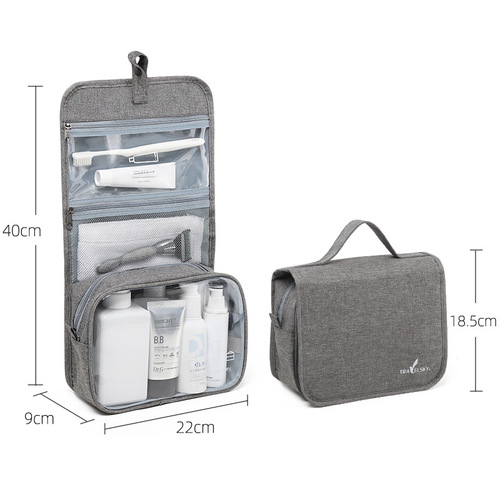 Business trip travel wash kit and makeup bag for men, portable and foldable, waterproof, simple and compact storage bag
