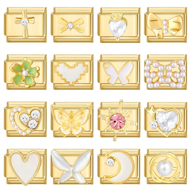 Cross-Border Charms304 Stainless Steel DIY Gold Base European Style Butterfly Pearl Module Stainless Steel Elastic Bracelet Cross-Border Charms304 Stainless Steel DIY Gold Base European Style Butterfly Pearl Module Stainless Steel Elastic Bracelet