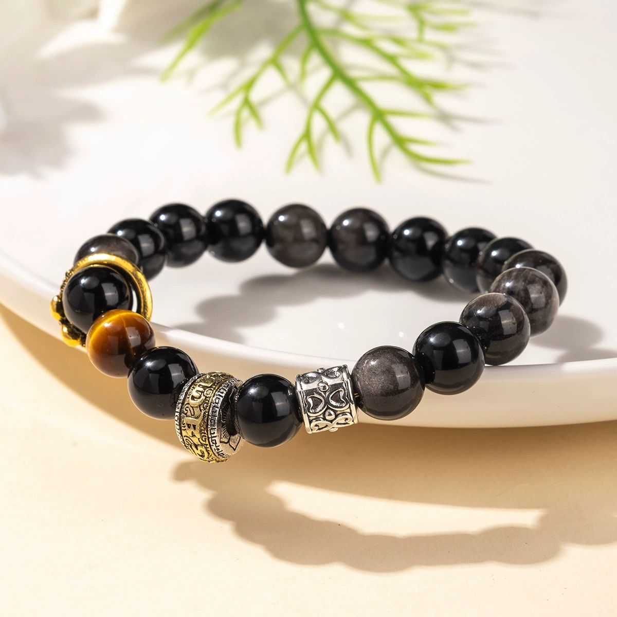 Organic rosary with round beads natural stone walnut, beaded bracelet, jewelry, hair accessory, wholesale