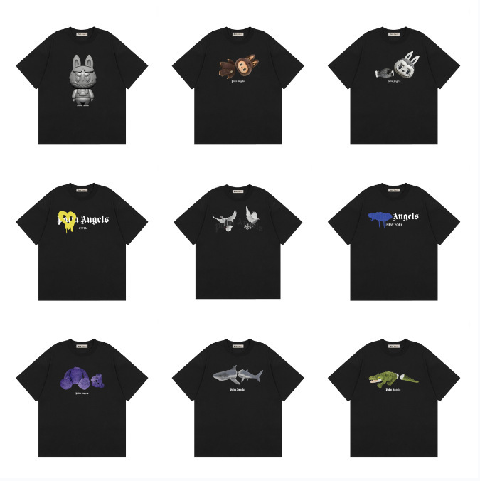 Summer embraces trendy brands. PA Headless Bear heavyweight pure cotton short-sleeve T-shirt with palm tree, teddy bear, and shark prints for men and women Summer embraces trendy brands. PA Headless Bear heavyweight pure cotton short-sleeve T-shirt with palm tree, teddy bear, and shark prints for men and women