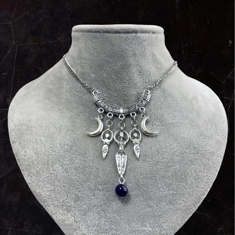 Cross-Border Foreign Trade Original Goddess Necklace Moon Necklace Pagan Necklace Witch Necklace Amethyst Jewelry Manufacturer