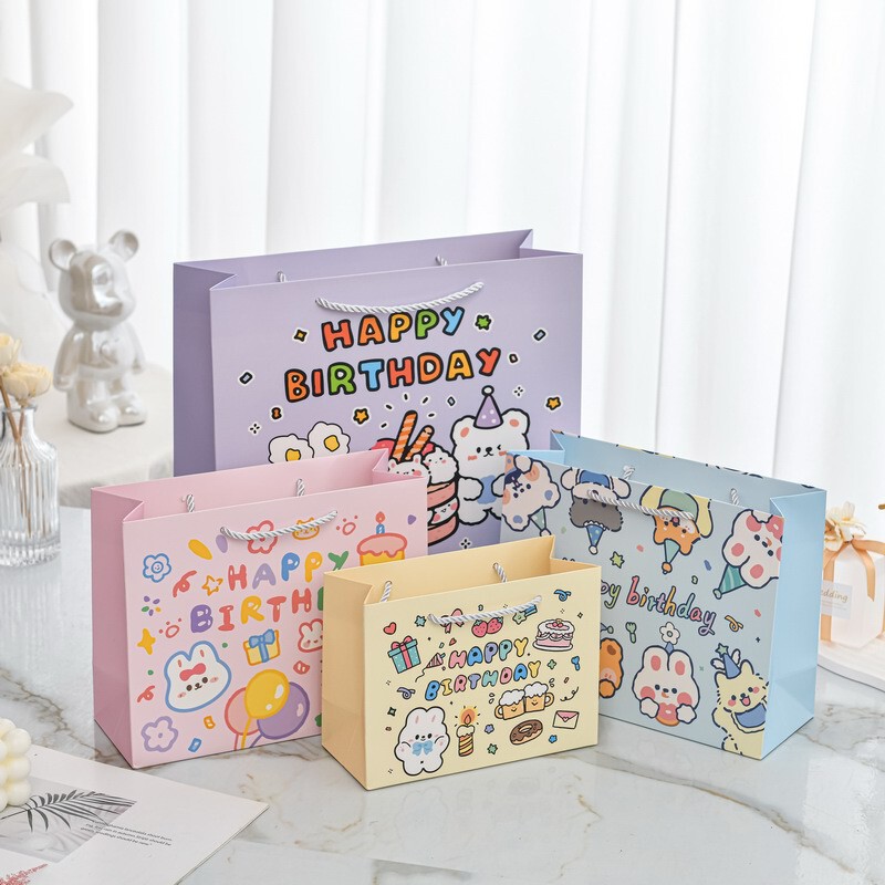 Happy Birthday Gift Bag Ins Style Cute Children's Gift Packaging Bag Large Size Tote Bag Student Gift