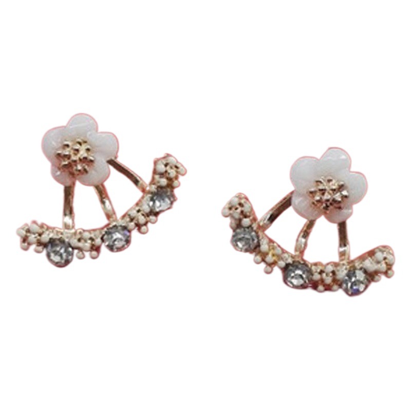 Korean version of daisy flower rear hanging earrings earrings earrings selling well exaggerated earrings silver plated jewelry earrings