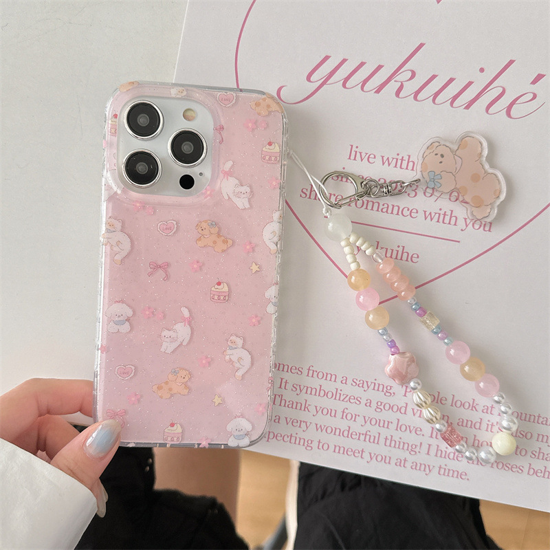 Niña ins lindo gato perro apta iphone15 brillo 16ProMax Apple 13/14 funda para teléfono móvil 16