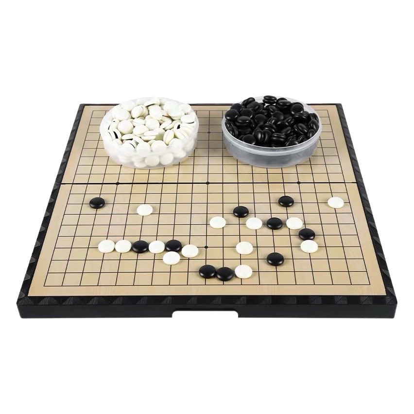 Children's Magnetic Chess Go Gobang Set Folding Chessboard for Military Flag Chess Students Beginners Black and White Chessmen