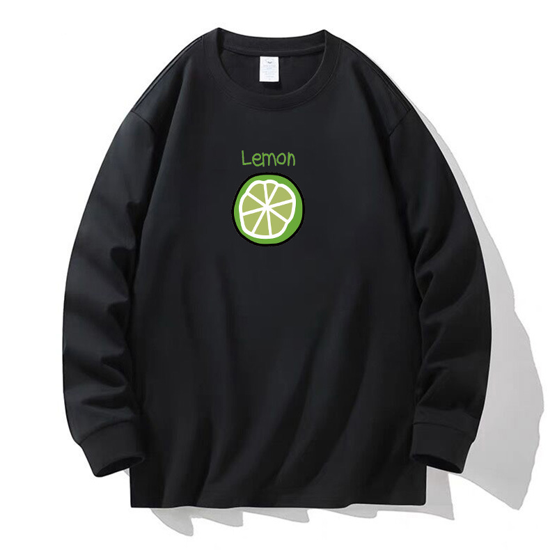 100% algodón pesado de alta calidad 230g de otoño camiseta de manga larga de cuello redondo negro camiseta de base suelta camiseta de mujer