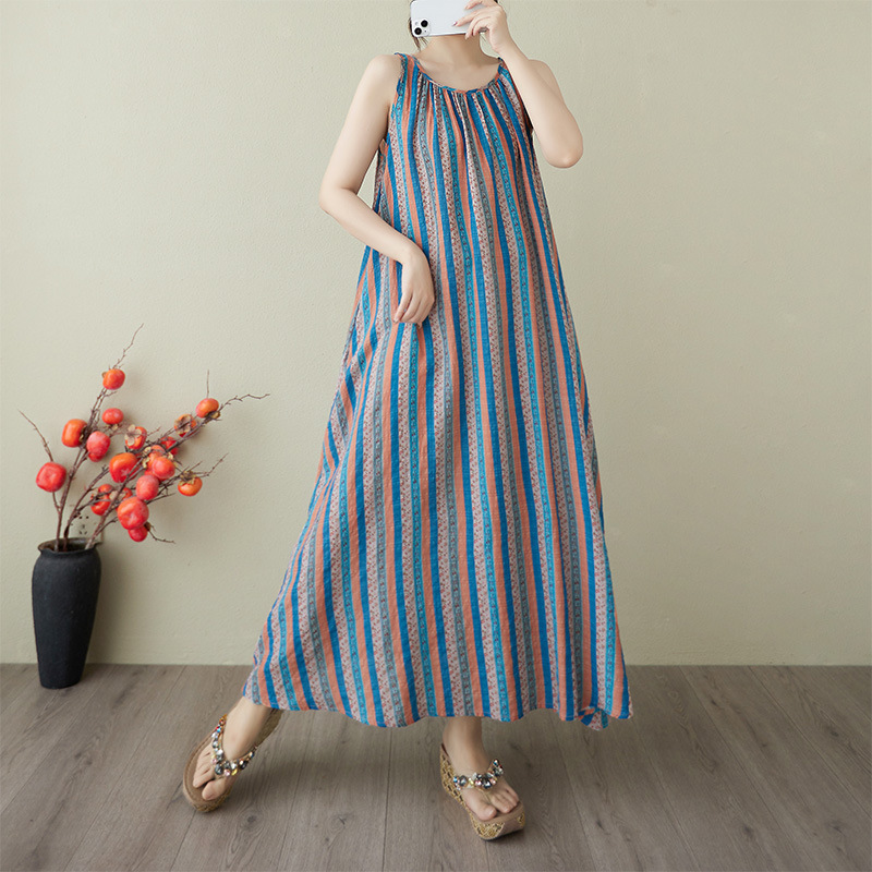 2025 Summer New Collection: Free-Style Series Relaxed Lazy Dress, Minimalist Floral Sleeveless Maxi Dress