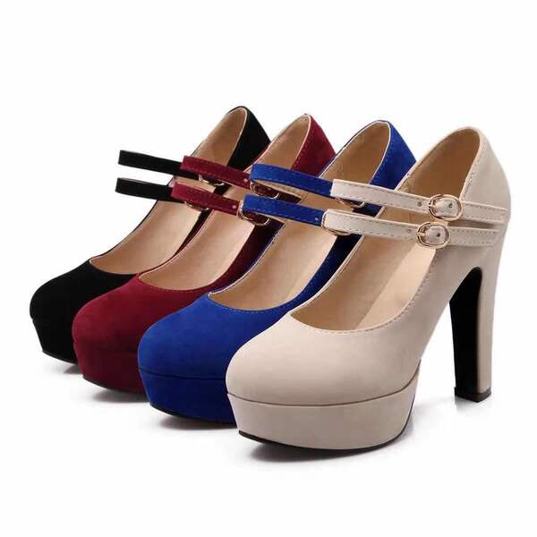 Spring and autumn solid color daily female round head blue thick…