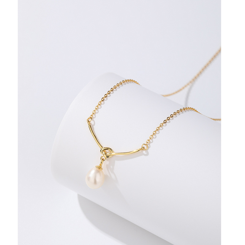 S925 plata esterlina collar de perlas de agua dulce de las mujeres Luz de lujo de alto grado nicho diseño todo-fósforo clavícula cadena colgante collar