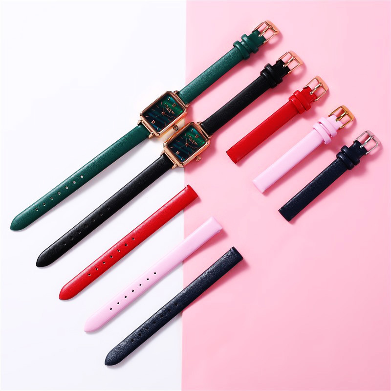 超柔软平纹真皮表带配件银黑金玫瑰金色针扣11个色8mm 10mm-24mm