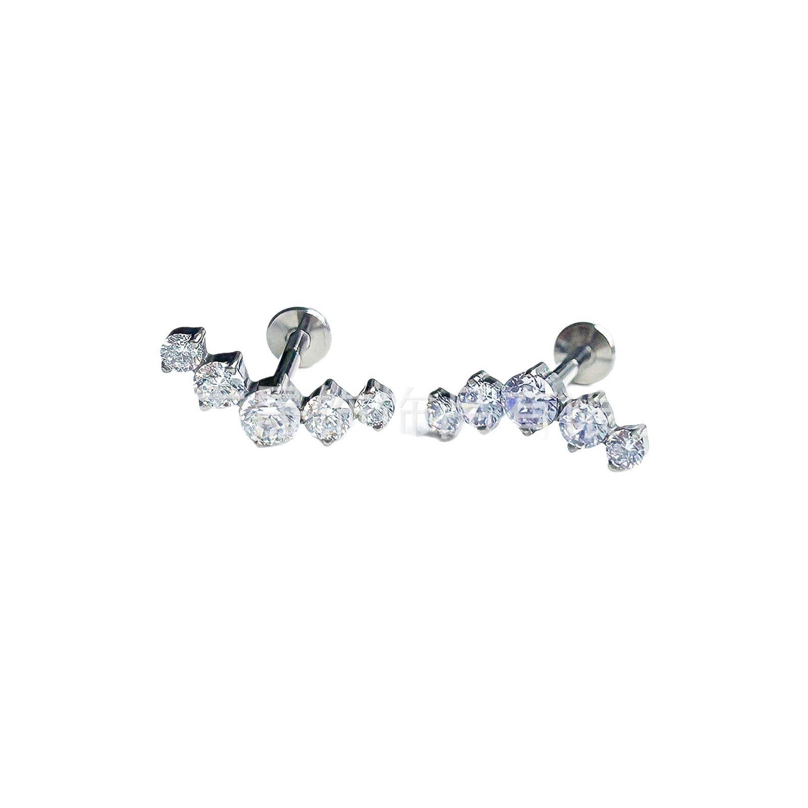 F136 Titanium Alloy 五连 Diamond Ear Stud Cubic Zirconia Helix Cartilage Stud G23内牙 Labret Stud Piercing Jewelry Geometric 造型