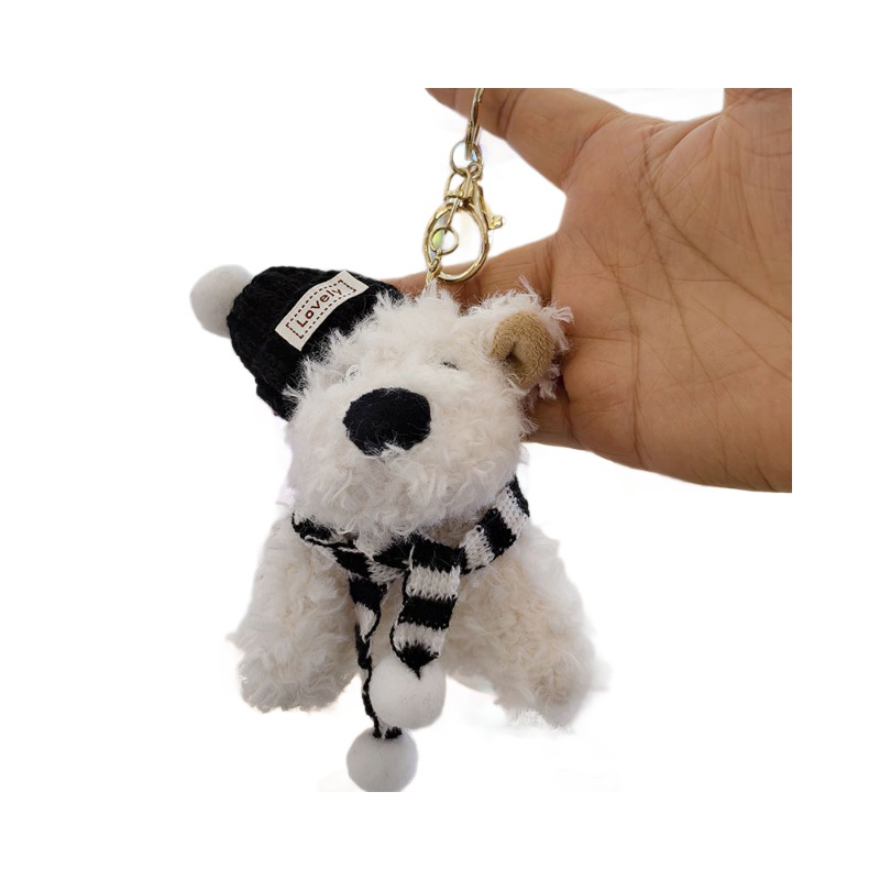 Adorable moda jugar altiplano occidental perro muñeca colgante juguetes de peluche llavero bolsos colgantes agarrar muñeca máquina pequeño regalo