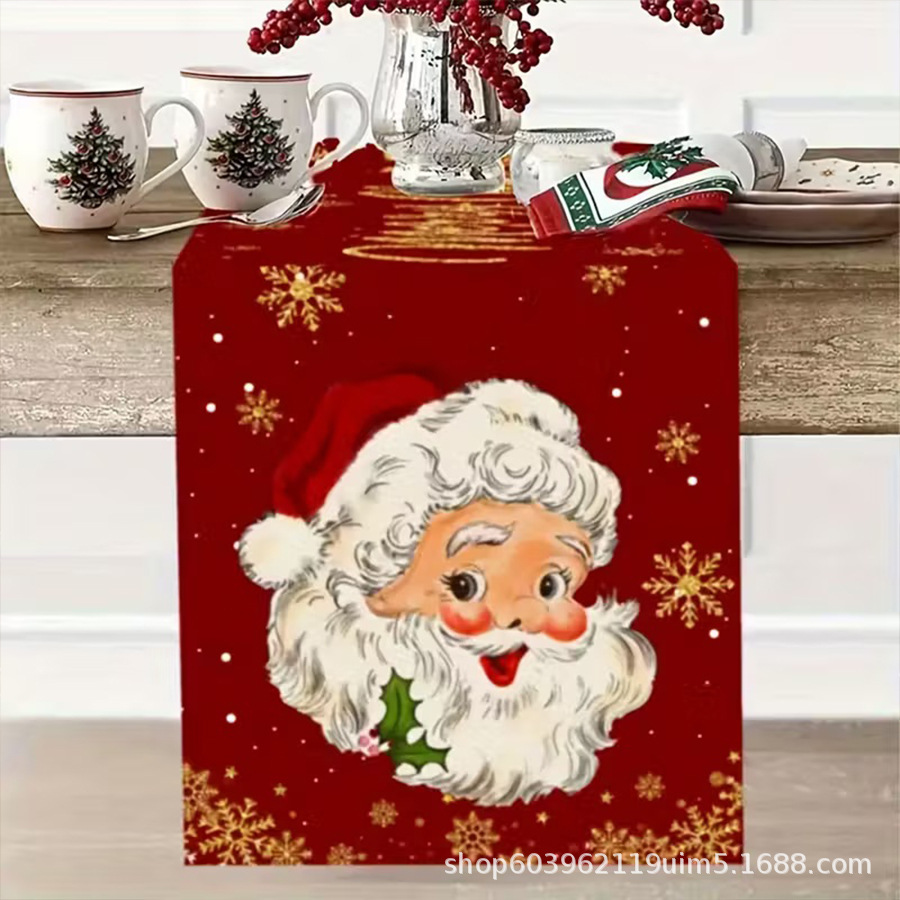 Amazon transfronterizo nueva bandera de la mesa de Navidad fábrica directa invierno muñeco de nieve Santa estampado almohadilla de mesa