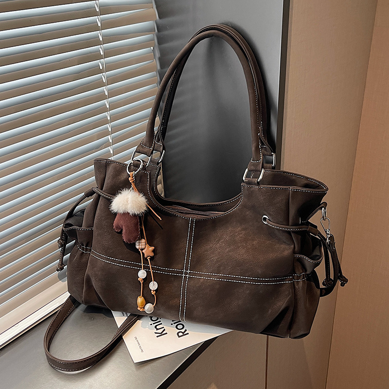 Fashionable Retro Maillard Brown Bag 2026 New Large-Capacity Crossbody Bag Women's Shoulder Tote Bag