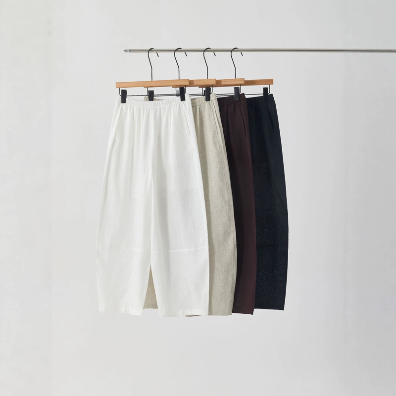 Linen Cropped Wide-Leg Pants for Women 2026 Summer New Style Casual Loose Fit Versatile Pants for Petite Figures
