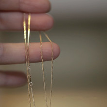 S925纯银镀14K金超闪经典百搭侧身链锁骨链女项链极细可调节素链