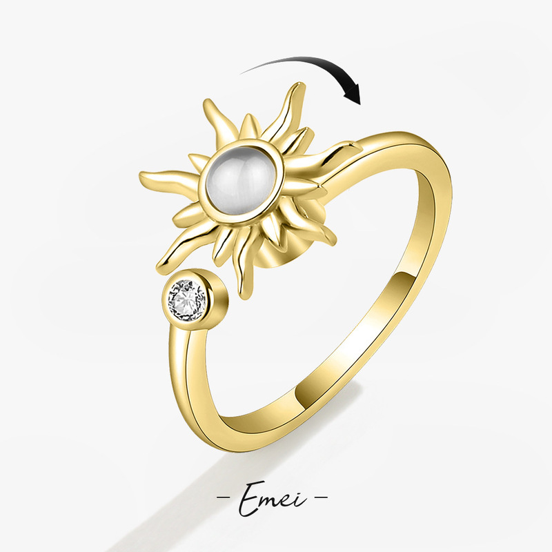 Aliexpress Cross-Border Stress-Relief Sunflower Ring for Women, Niche Ins Style, Simple and Elegant, Rotatable Index Finger Ring