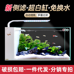 Living Room Fish Tank New Side Filter Desktop Family Small Ultra-White Glass Self-Circulating Ecological Lazy Aquarium Goldfish