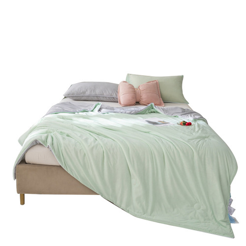 Class A Ice Cream Cooling Silk Summer Cooling Quilt Summer Quilt Solid Color Air Conditioning Quilt Machine Washable Summer Ice Silk Thin Quilt Wholesale