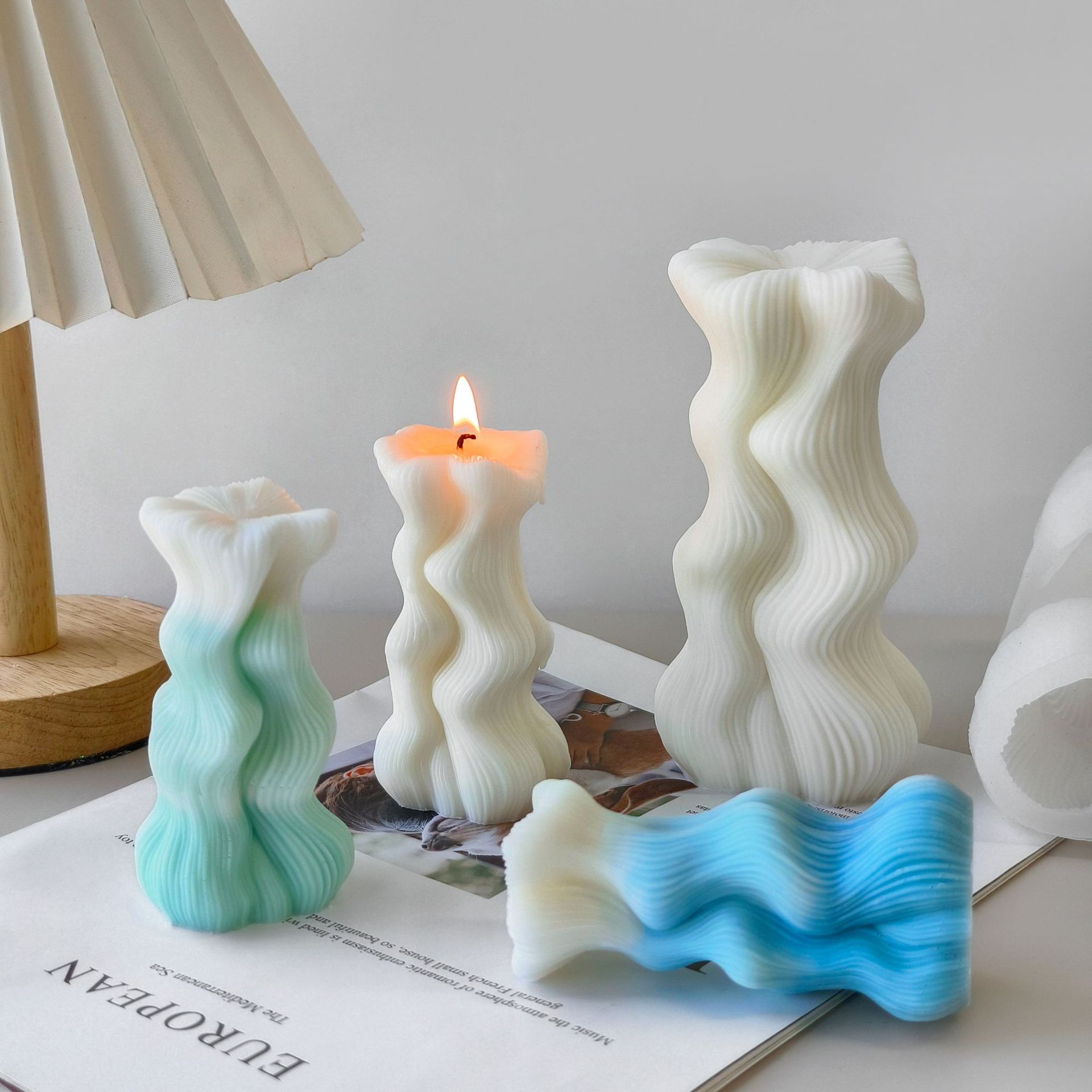 Jiahui Mei columna giratoria molde de cera de bananas diy onda columna vela ornamental abrasivo transfronterizo