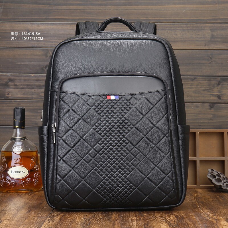 Men's business casual leather backpack laptop bag outdoor large capacity first layer cowhide travel backpack