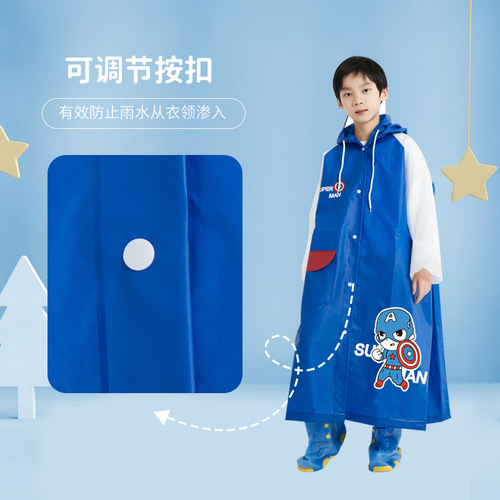 Indoor & Outdoor Waterproof Raincoat for Boys and Girls with Pouch and Backpack, Cartoon Style, Suitable for Students