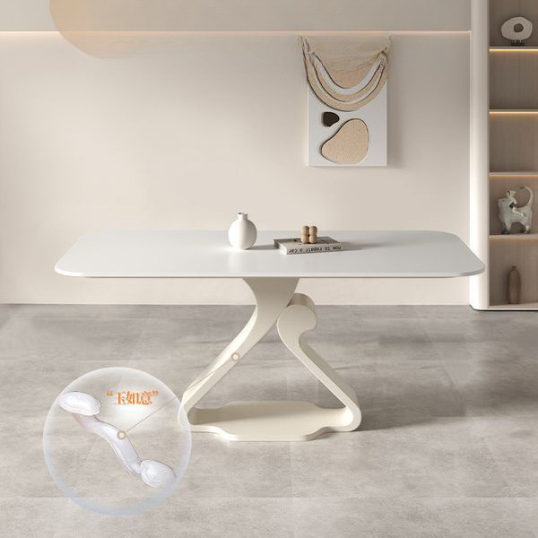 New Style Cream-Colored Slate Commercial Dining Table, Luxurious Modern Living Room Home-Use Long Table and Chair Set New Style Cream-Colored Slate Commercial Dining Table, Luxurious Modern Living Room Home-Use Long Table and Chair Set