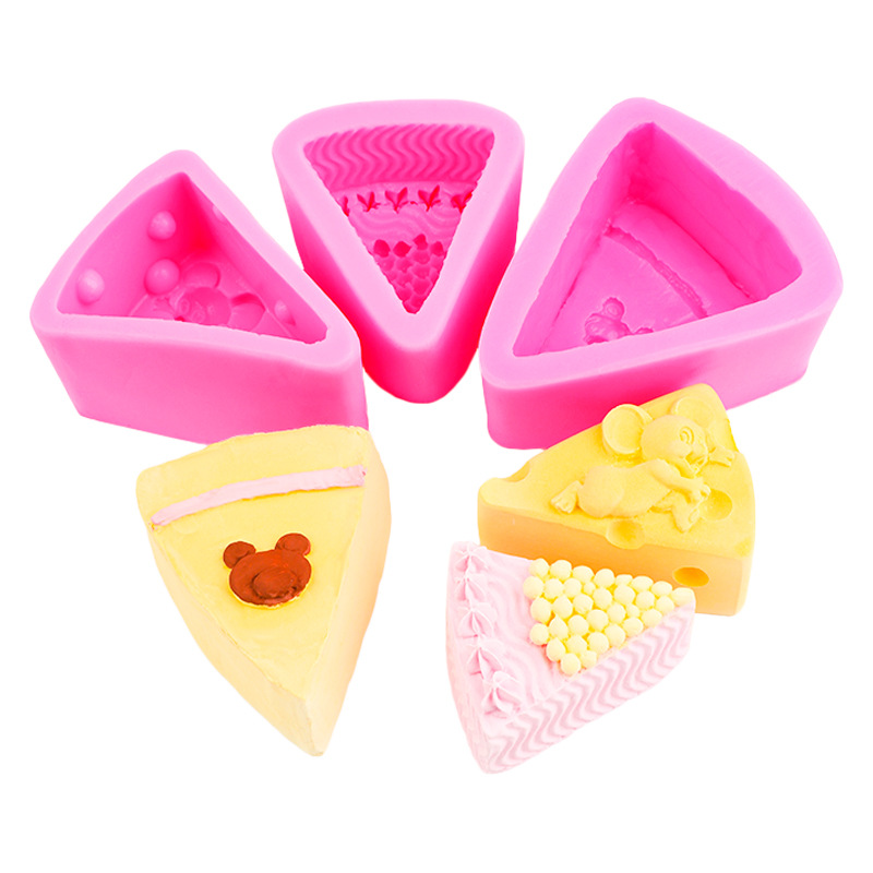 Triángulo queso ratón oso pastel queso forma silicona molde hecho a mano mousse pastel pudín postre molde
