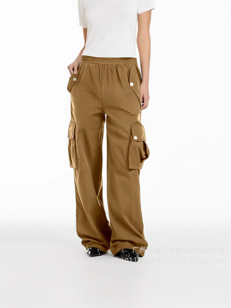 2025 comercio exterior TEMU pantalones anchos transfronterizos de cintura alta de cuatro estaciones, monos rectos, pantalones de cercanías de temperamento, pantalones casuales