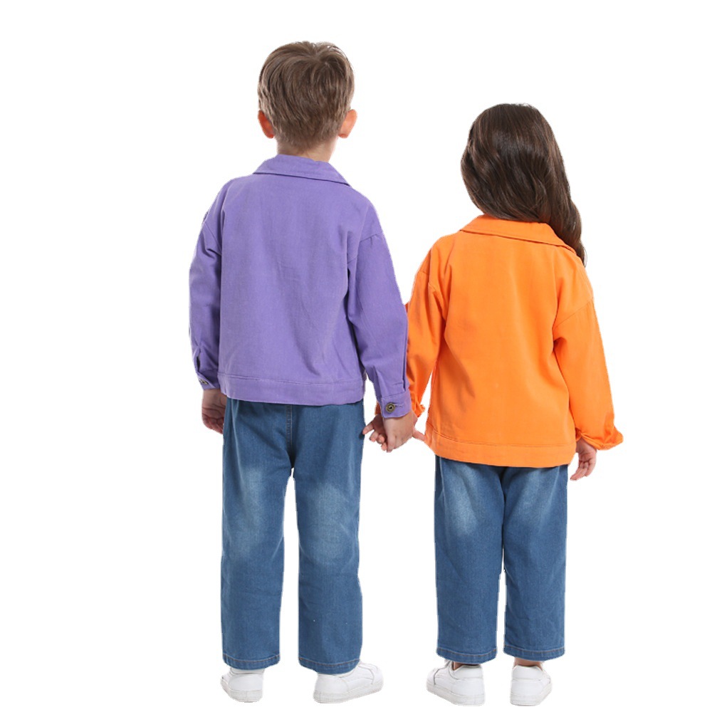 Chaqueta para niños de algodón de lana de un solo pecho de estilo de moda de otoño 2025 nuevos hermanos y hermanas solapas tops coreanos de manga larga kids image 3