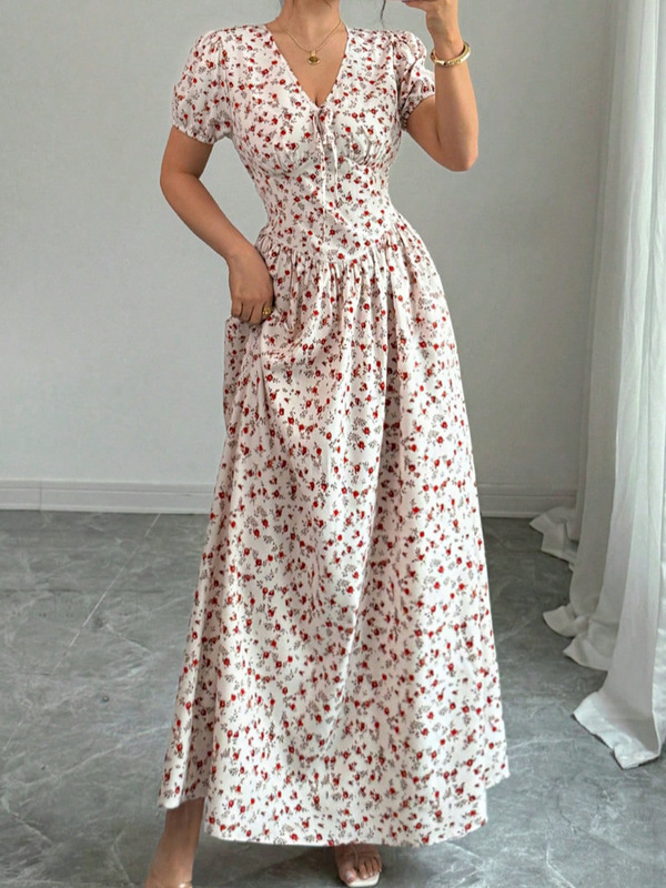 AliExpress Amazon クロスボーダー夏の新しい花柄ロングスカートドレス女性用|undefined