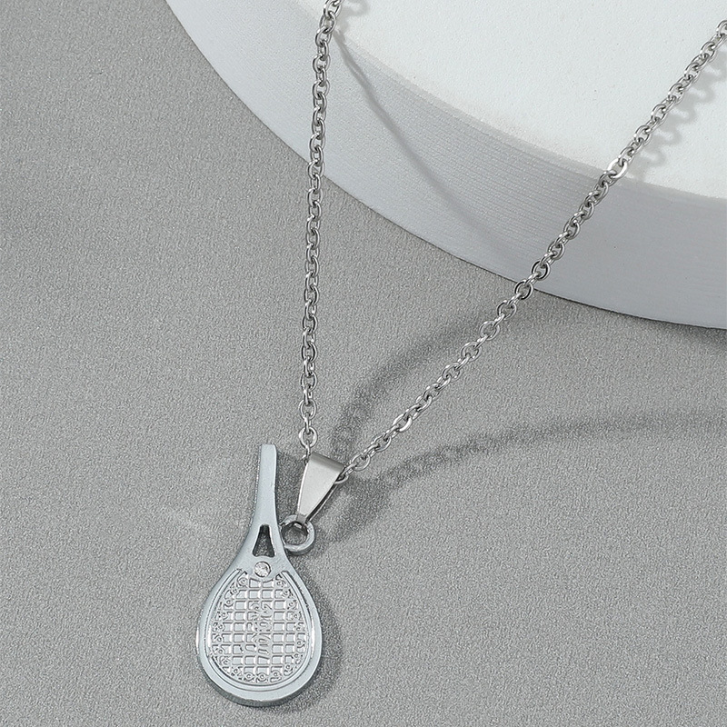 Wholesale Jewelry Tennis Racket Pendant Titanium Steel Necklace Nihaojewelry display picture 2