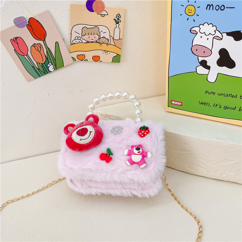 Nuevo 2023 bolso de niña moda occidental princesa bolso de mano versátil bolsa de mensajero de los niños bolsa de felpa de dibujos animados