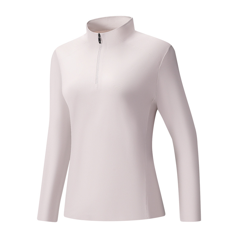 New elastic stand-up collar half-zip sweatshirt, couple's athletic long-sleeve T-shirt, fitted workout top, women's spring and autumn fitness apparel