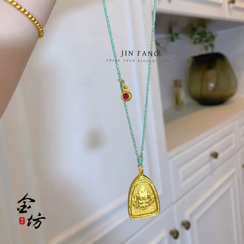 金店同款百塔之王黄财神吊坠diy饰品配件国潮风项链锁骨链批发|undefined